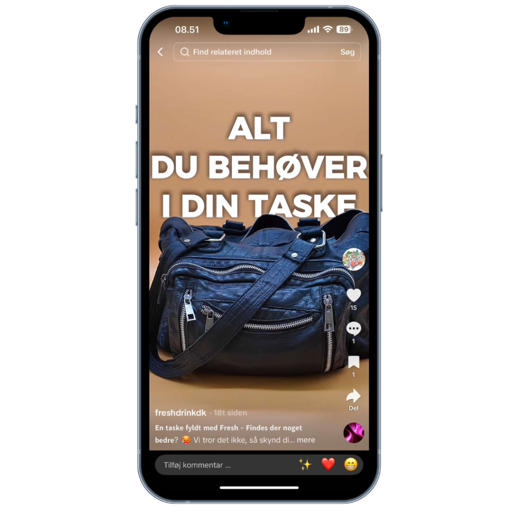 TikTok-video af drikkevare der tages op af skoletaske vist på smartphone