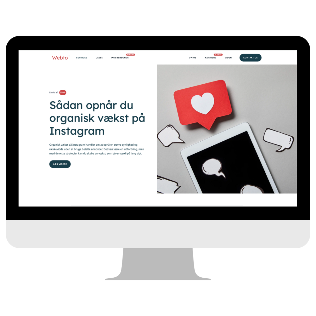 Visning af en SEO-optimeret artikel på en computerskærm