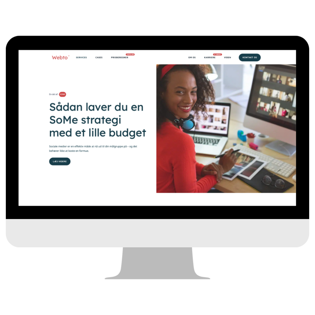 Visning af en artikel med SEO-tekster på en computerskærm