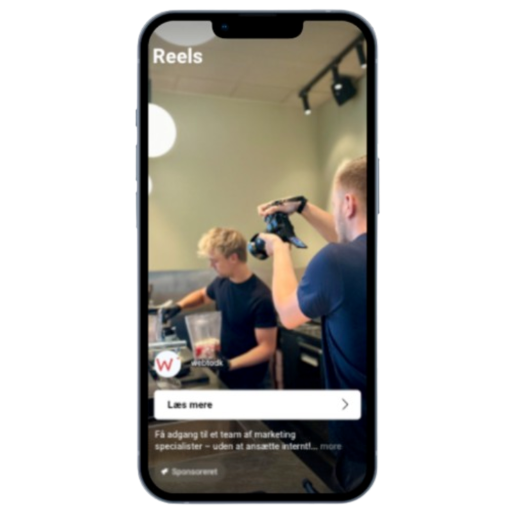 Visning af en trafikannonce som en del af meta annoncering på Facebook og Instagram